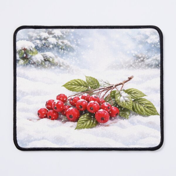 Item preview, Red Winter Berries in Snow – Peaceful Seasonal Nature Illustration designed and sold by Velaty.