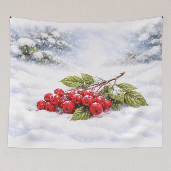 Item preview, Red Winter Berries in Snow – Peaceful Seasonal Nature Illustration designed and sold by Velaty.