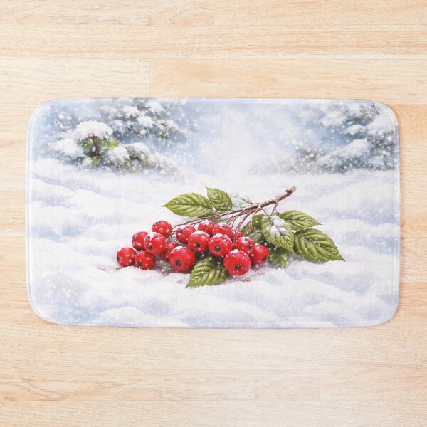 Item preview, Red Winter Berries in Snow – Peaceful Seasonal Nature Illustration designed and sold by Velaty.