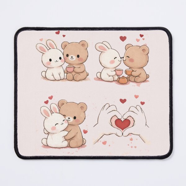 Item preview, Cute Bunny Bear Love T-Shirt – Kawaii Couple Aesthetic Tee designed and sold by KDesignCrafts.