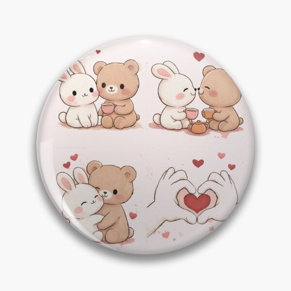 Item preview, Cute Bunny Bear Love T-Shirt – Kawaii Couple Aesthetic Tee designed and sold by KDesignCrafts.