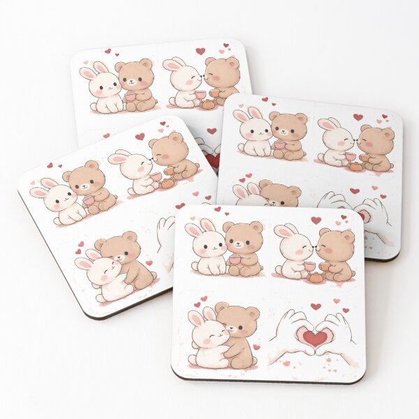 Item preview, Cute Bunny Bear Love T-Shirt – Kawaii Couple Aesthetic Tee designed and sold by KDesignCrafts.
