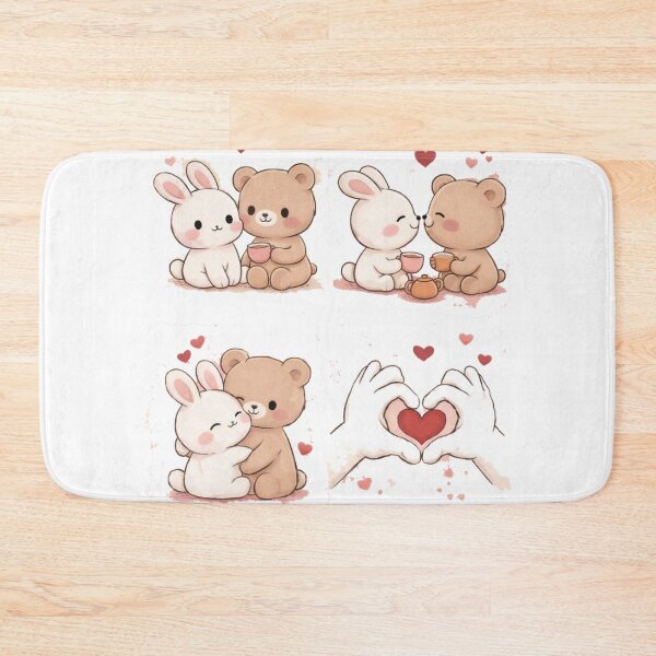 Item preview, Cute Bunny Bear Love T-Shirt – Kawaii Couple Aesthetic Tee designed and sold by KDesignCrafts.