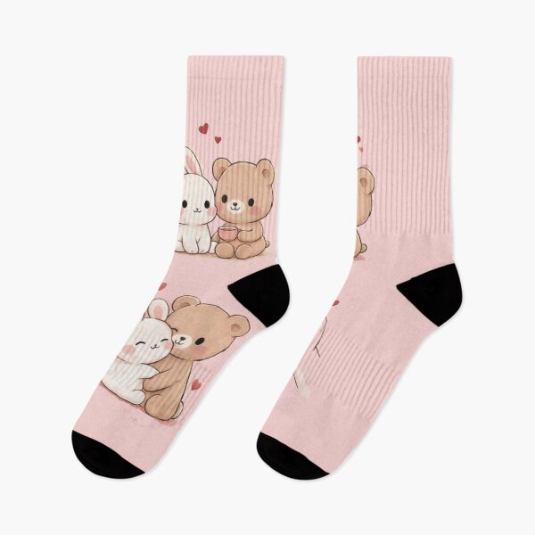 Item preview, Cute Bunny Bear Love T-Shirt – Kawaii Couple Aesthetic Tee designed and sold by KDesignCrafts.