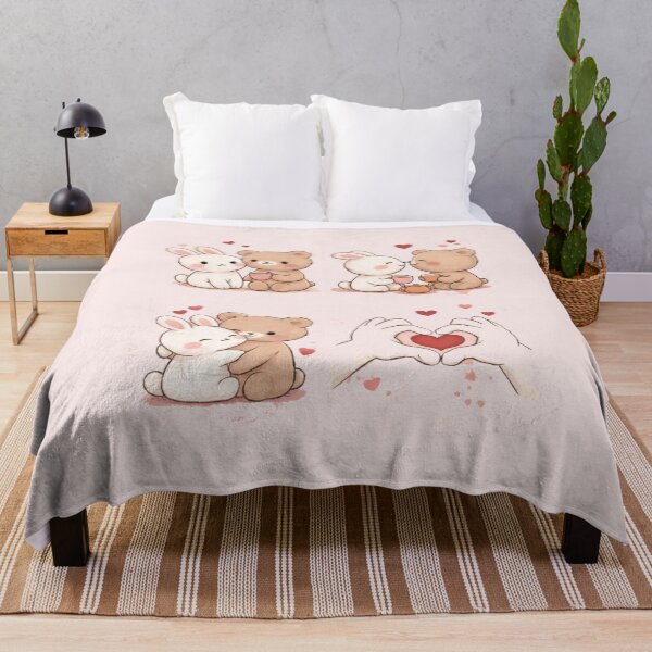 Item preview, Cute Bunny Bear Love T-Shirt – Kawaii Couple Aesthetic Tee designed and sold by KDesignCrafts.