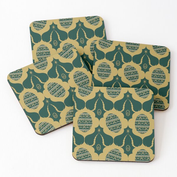 Item preview, Rainbow Ornate Easter Eggs Pattern 1 - Jade and Gold, Quatrefoil 1 designed and sold by Daniel Bevis Design.