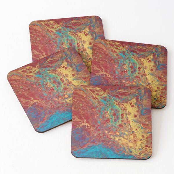 Item preview, Abstract Marbled Fluid Art Background in Warm Red and Cool Teal Tones designed and sold by Linda Roisum.