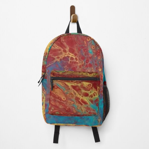 Item preview, Abstract Marbled Fluid Art Background in Warm Red and Cool Teal Tones designed and sold by Linda Roisum.