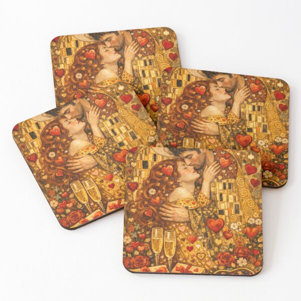 Item preview, Golden Lovers Embrace – Romantic Art Nouveau Love Illustration designed and sold by Velaty.