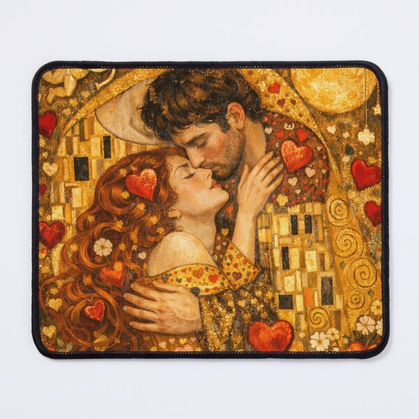 Item preview, Golden Lovers Embrace – Romantic Art Nouveau Love Illustration designed and sold by Velaty.
