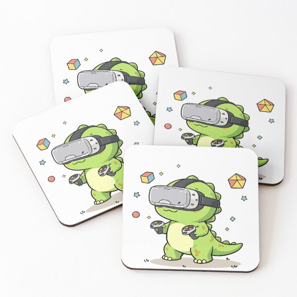 Item preview, Cute Baby Dinosaur VR Gamer Cartoon | Kawaii Dino Gaming Illustration designed and sold by MeeraArts&Crafts.