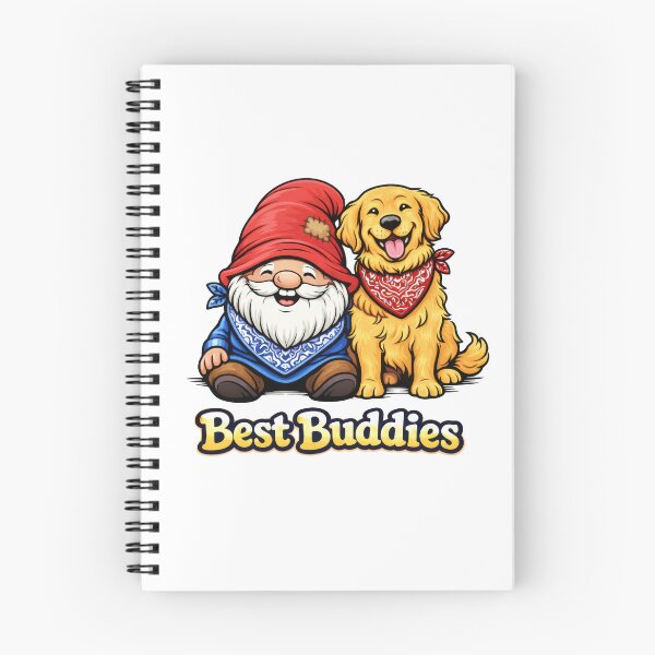 Item preview, Best Buddies – Smiling Gnome and Golden Retriever Friends Illustration designed and sold by Moriarty's Digital Visions.
