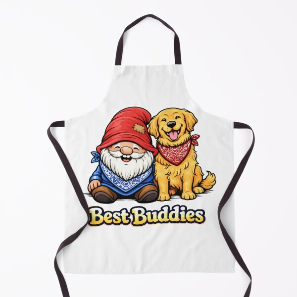Item preview, Best Buddies – Smiling Gnome and Golden Retriever Friends Illustration designed and sold by Moriarty's Digital Visions.