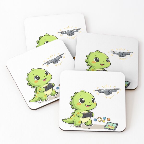 Item preview, Cute Baby Dinosaur Drone Gamer Cartoon  Kawaii Dino Tech Gaming Illustration designed and sold by MeeraArts&Crafts.