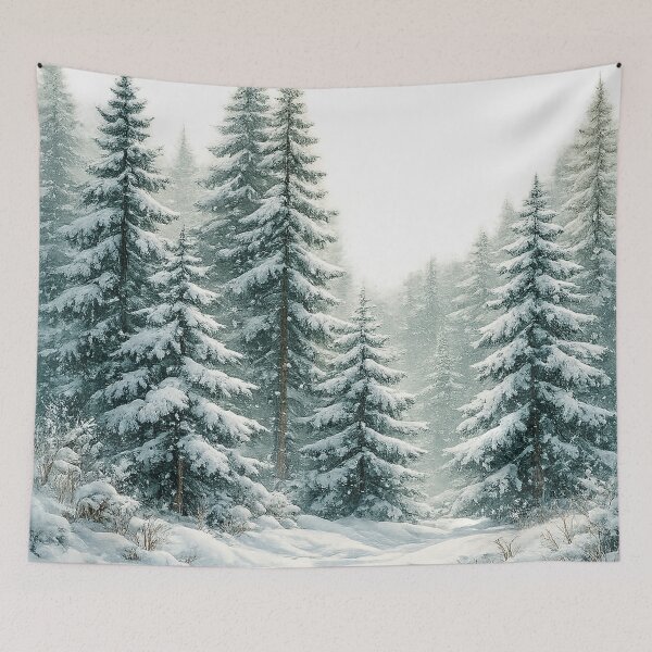Item preview, Snowy Pine Forest – Winter Landscape Illustration by NegarTv Designs designed and sold by NegarTv Designs.