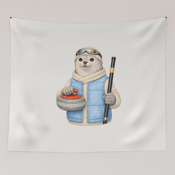 Item preview, Cozy Otter Curler — Winter Sports Quiet Character designed and sold by Ombrya.