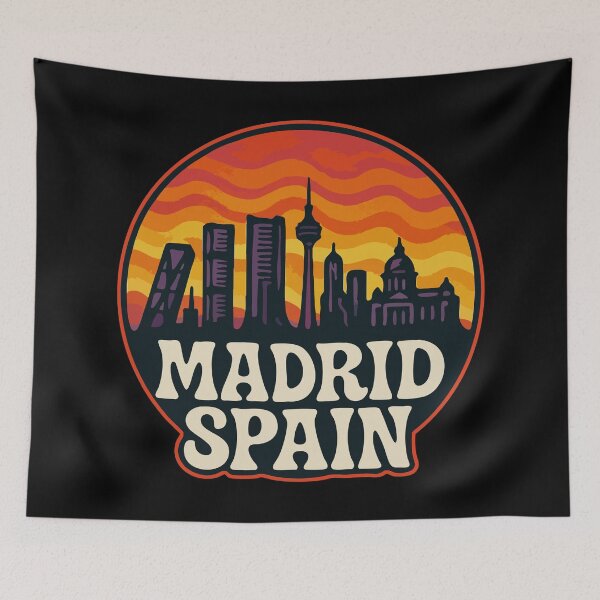 Item preview, Madrid Spain Skyline Retro Travel designed and sold by TomFrontierArt.