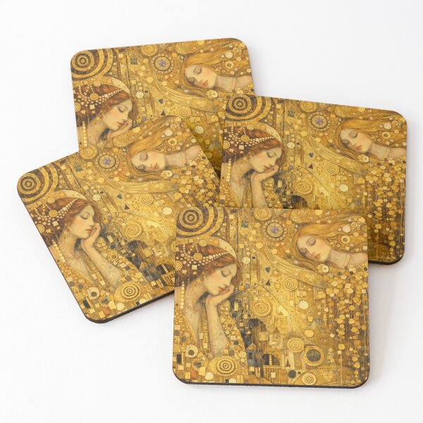 Item preview, Golden Dreaming Women – Art Nouveau Inspired Symbolic Illustration designed and sold by Velaty.