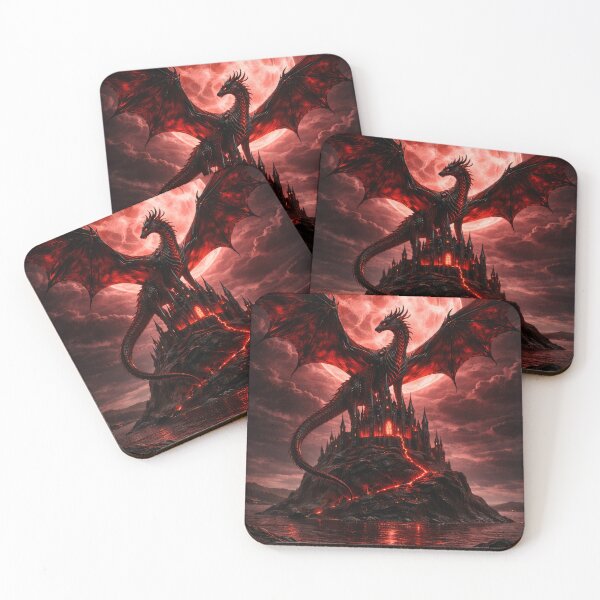 Item preview, Blood Moon Dragon – Dark Gothic Fantasy Castle Art designed and sold by DrakariArt.