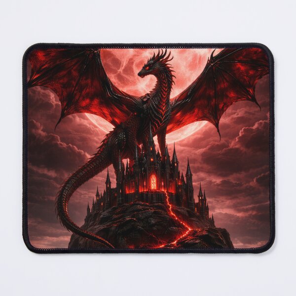 Item preview, Blood Moon Dragon – Dark Gothic Fantasy Castle Art designed and sold by DrakariArt.