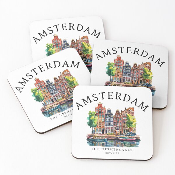 Item preview, Amsterdam Canal Houses - Colorful Watercolor Souvenir designed and sold by Shopeon Designs.
