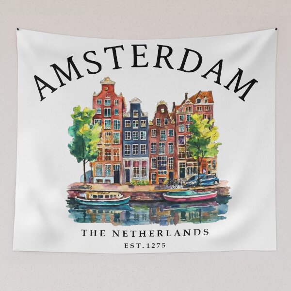 Item preview, Amsterdam Canal Houses - Colorful Watercolor Souvenir designed and sold by Shopeon Designs.
