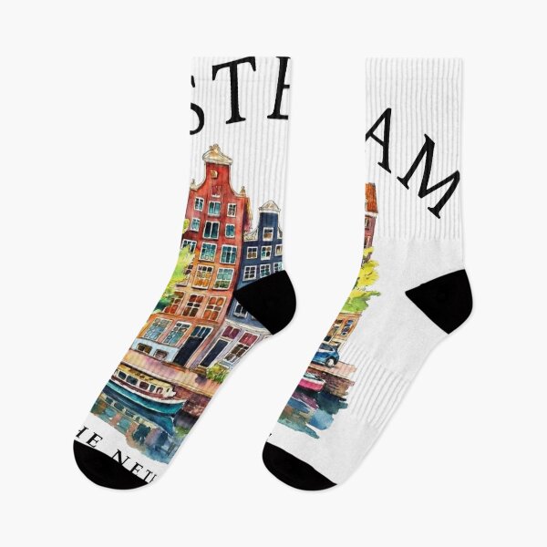 Item preview, Amsterdam Canal Houses - Colorful Watercolor Souvenir designed and sold by Shopeon Designs.