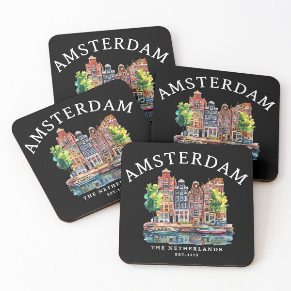Item preview, Amsterdam Canal Houses - Colorful Watercolor Souvenir designed and sold by Shopeon Designs.