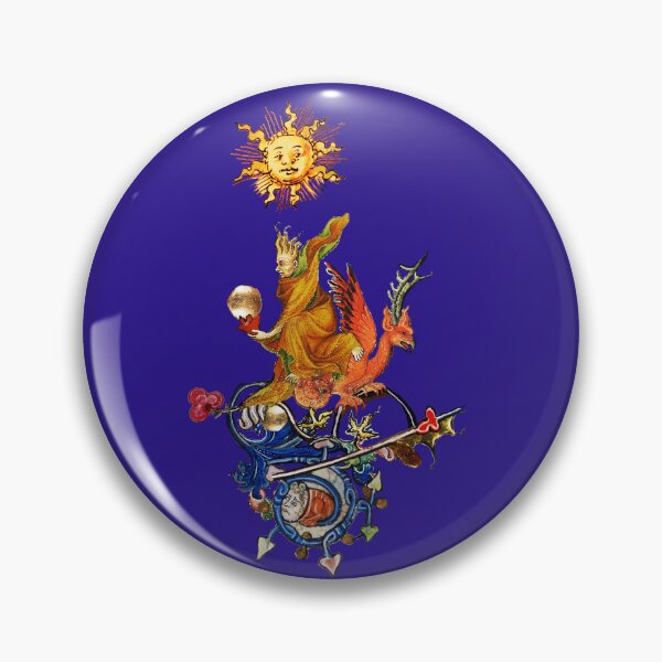 Item preview, WEIRD MEDIEVAL BESTIARY,ALCHEMIST ON RED DRAGON WITH SUN AND BLUE SKY by Bulgan Lumini designed and sold by BulganLumini.