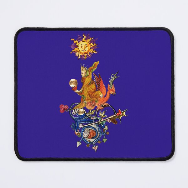 Item preview, WEIRD MEDIEVAL BESTIARY,ALCHEMIST ON RED DRAGON WITH SUN AND BLUE SKY by Bulgan Lumini designed and sold by BulganLumini.