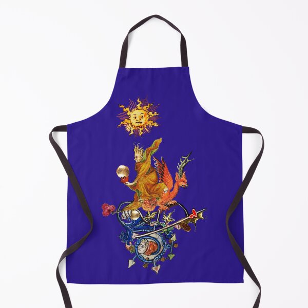 Item preview, WEIRD MEDIEVAL BESTIARY,ALCHEMIST ON RED DRAGON WITH SUN AND BLUE SKY by Bulgan Lumini designed and sold by BulganLumini.