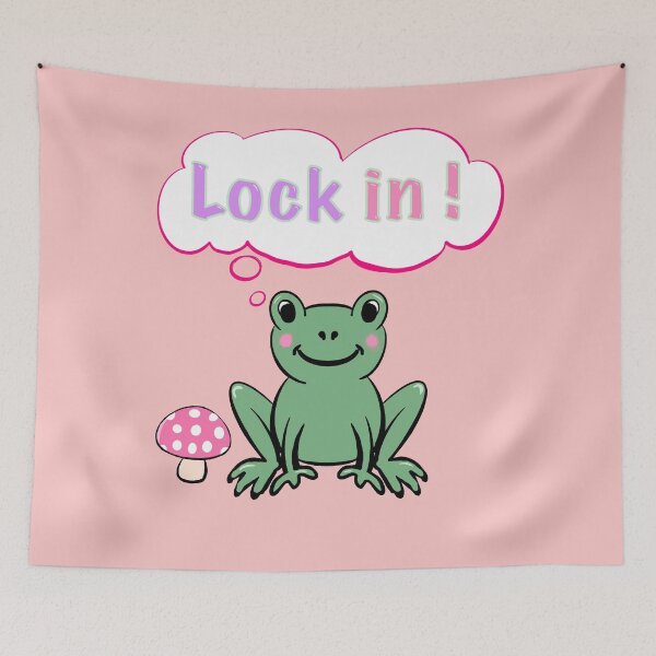 Item preview, "Lock In!" Frog - Get Focused Hustle Culture & Motivation Cottagecore Cartoon designed and sold by Artonmytee.