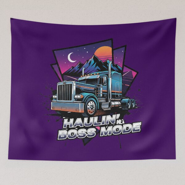 Item preview, Haulin' Boss Mode - Retro Night Trucker Aesthetic designed and sold by BounoWorld.