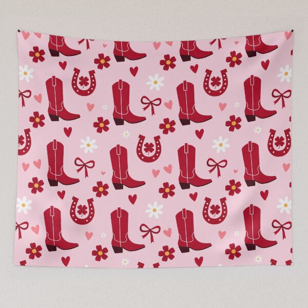 Item preview, Cowgirl Boots Seamless Pattern Pink Western Valentine Cute Daisy Coquette Rodeo Hearts designed and sold by FRH Design ⭐⭐⭐⭐⭐.