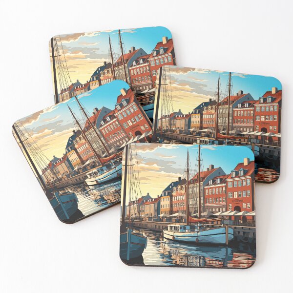 Item preview, Nyhavn Copenhagen Waterfront - Vibrant Watercolor Art designed and sold by Anuchartl.