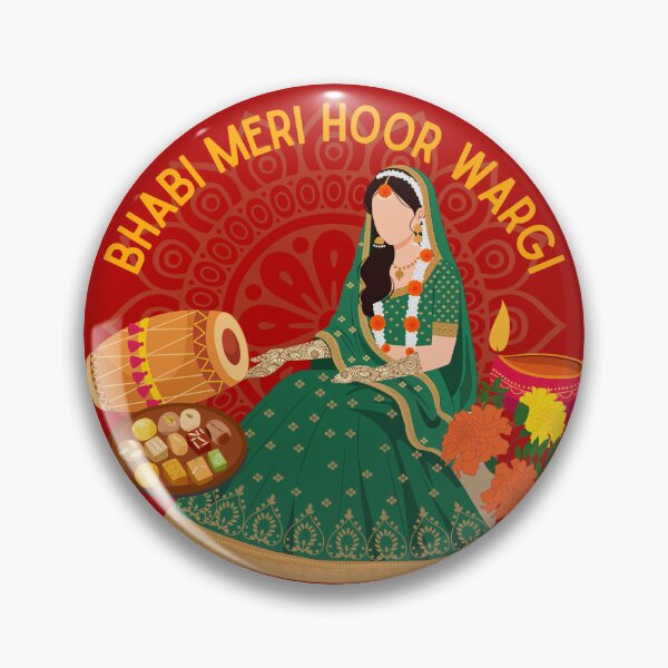 Item preview, Meri Bhabi Hoor Wargi – Punjabi Wedding Illustration | Desi Bridal Art Print  designed and sold by Sketchbook Studio by Aqsaa.