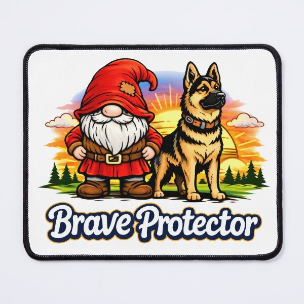 Item preview, Brave Protector Gnome and German Shepherd at Sunset designed and sold by Moriarty's Digital Visions.