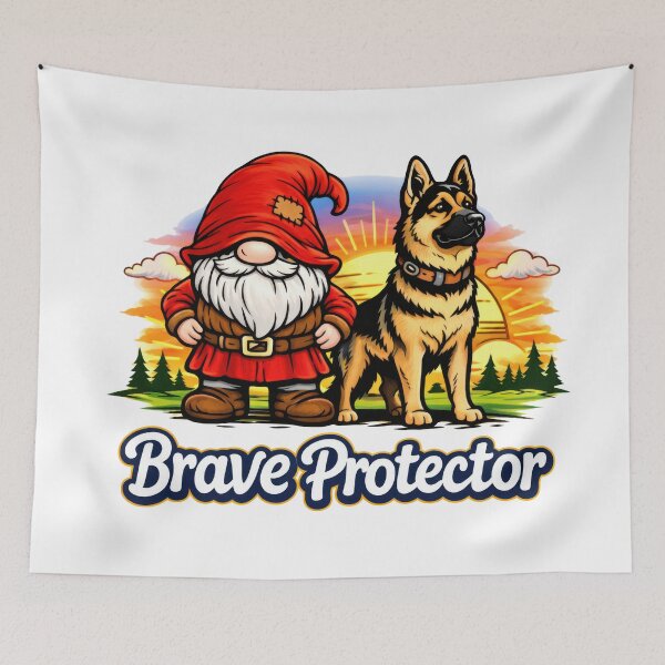 Item preview, Brave Protector Gnome and German Shepherd at Sunset designed and sold by Moriarty's Digital Visions.