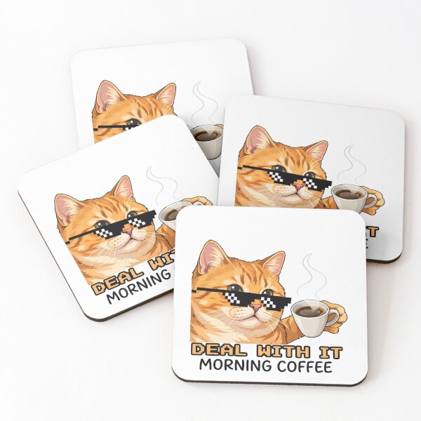 Item preview, Deal With It – Funny Cat Morning Coffee designed and sold by Galastore.