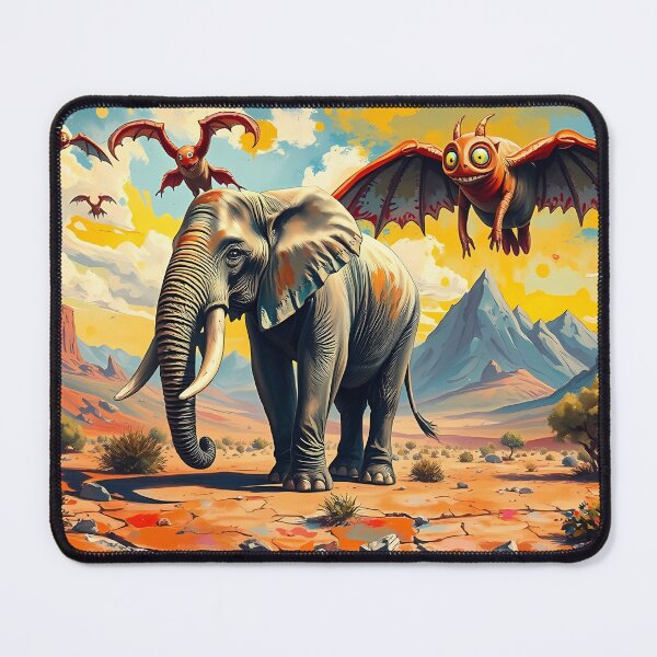 Item preview, Elephant and Quirky Creatures in Desert designed and sold by cuprum.