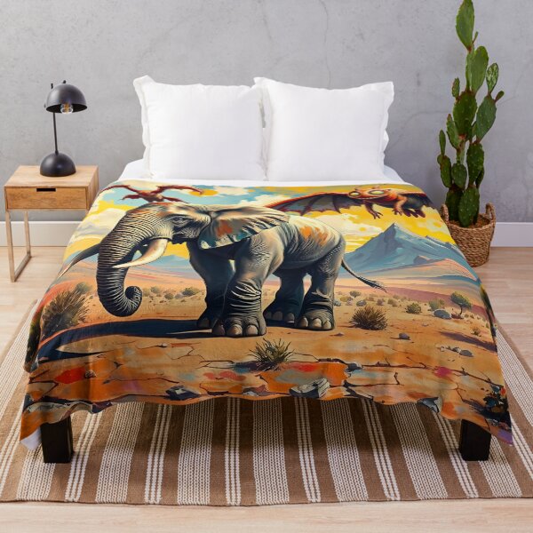 Item preview, Elephant and Quirky Creatures in Desert designed and sold by cuprum.