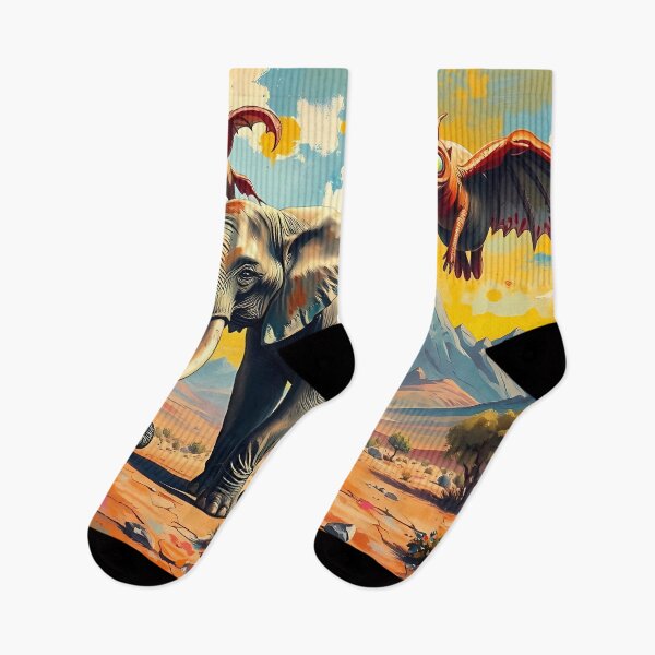 Item preview, Elephant and Quirky Creatures in Desert designed and sold by cuprum.