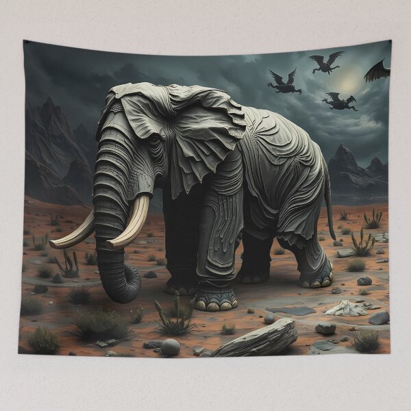 Item preview, Elephant in a Surreal Desert designed and sold by cuprum.