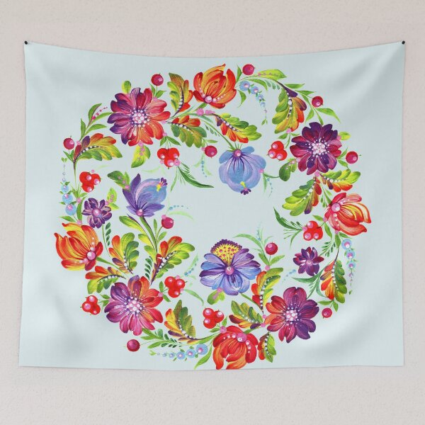 Item preview, Ukrainian art, Petrykivka, Ukrainian flowers, colorful flowers, floral print for printing designed and sold by Sunflower-7.