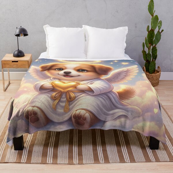Item preview, Cute Angel Dog Holding Golden Heart – Kawaii Puppy in Heaven | Furfolkz Celestial Aesthetic Art designed and sold by Furfolkz.
