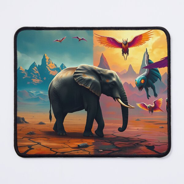 Item preview, Elephant with Colorful Birds and Mountains designed and sold by cuprum.