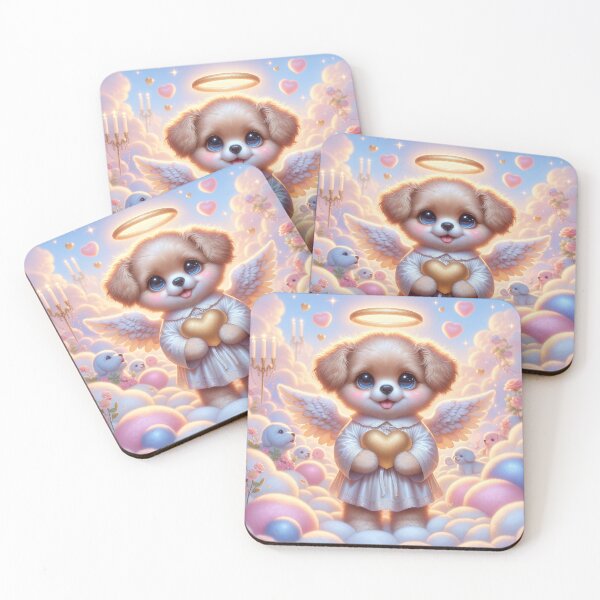 Item preview, Kawaii Angel Puppy Holding Golden Heart in Heaven – Cute Celestial Dog Clouds Aesthetic | Furfolkz designed and sold by Furfolkz.