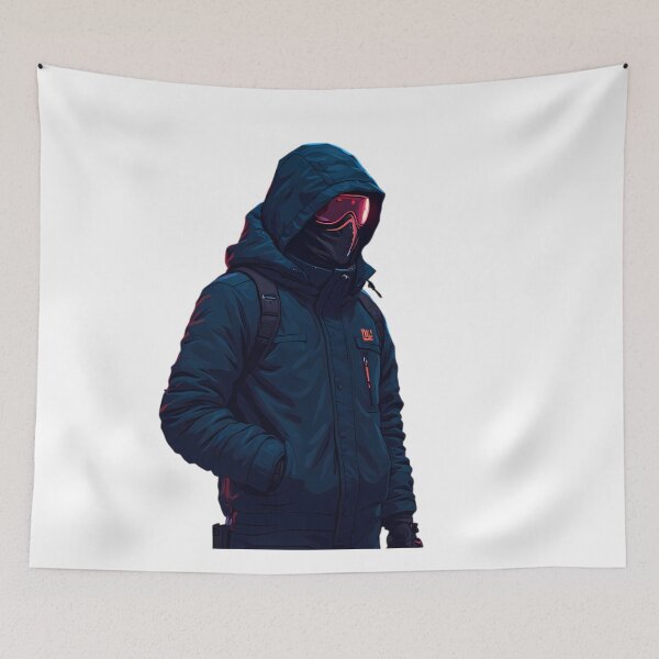Item preview, mysterious figure dark hoodie goggles stealth intrigue designed and sold by ART ATTACK ZONE.