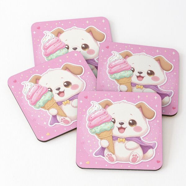Item preview, Kawaii Puppy With Rainbow Ice Cream – Cute Pastel Dessert Dog Sticker Furfolkz Style designed and sold by Furfolkz.