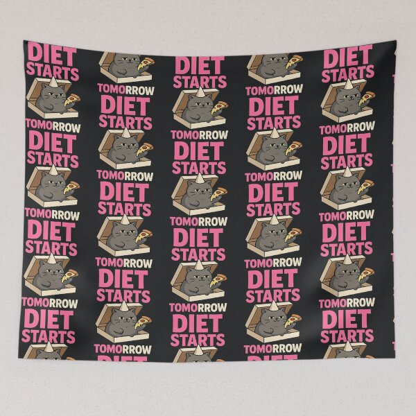 Item preview, Diet Starts Tomorrow – Funny Lazy Cat Humor designed and sold by Taans-Creation.